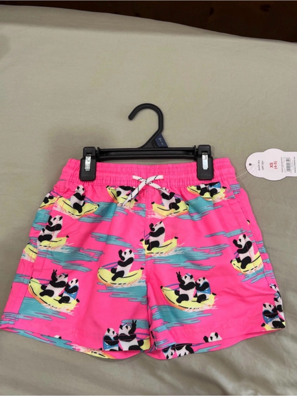 wonder nation Hot Pink Panda Floatie Swim Trunks